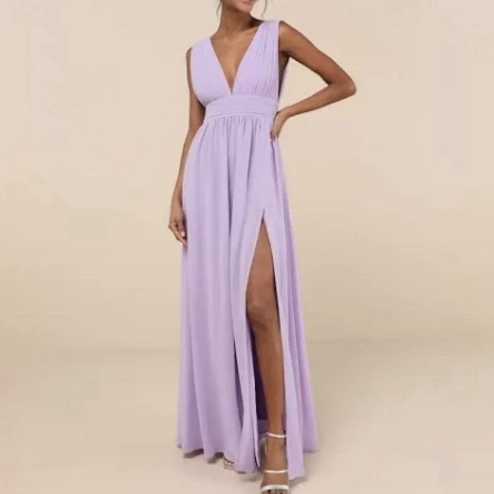 NWT Lulus Heavenly Hues Lavender Maxi Dress Women's Size M Chiffon Formal Fairy